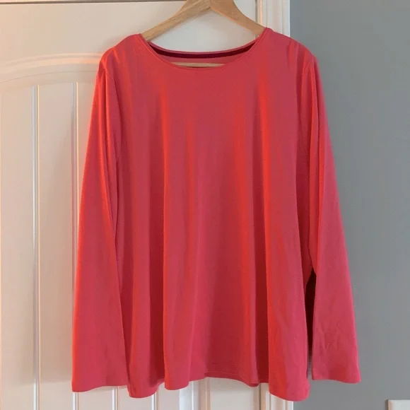 Talbots Plus Pink The Talbots Tee Long Sleeve Cotton Top 3X - Picture 1 of 3